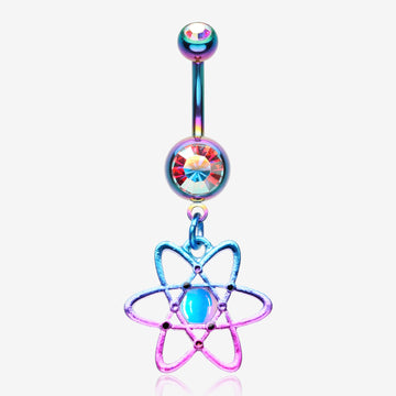 Colorline Atomic Orbital Iridescent Sparkle Belly Button Ring-Rainbow/Aurora Borealis